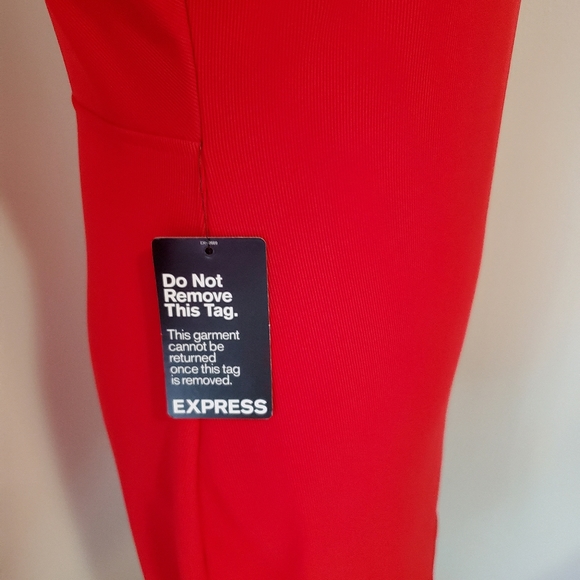 Express Ribbed Cold Shoulder Mock Neck Red Dress - Picture 10 of 10